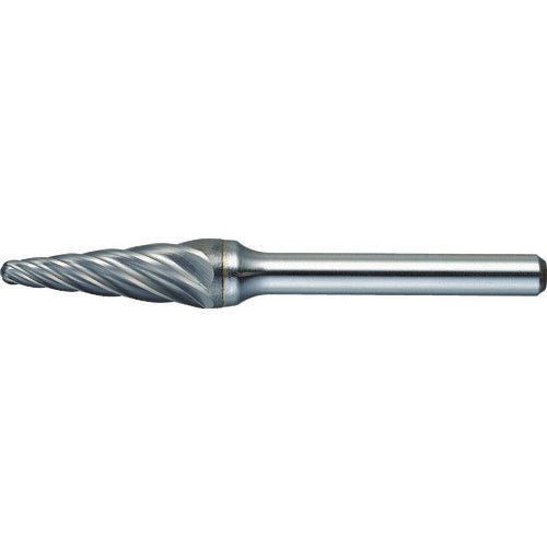 ＴＲＵＳＣＯ　超硬バー　テーパー型　Φ９．５（１４°）Ｘ刃長２７Ｘ軸６　アルミ TA7C095