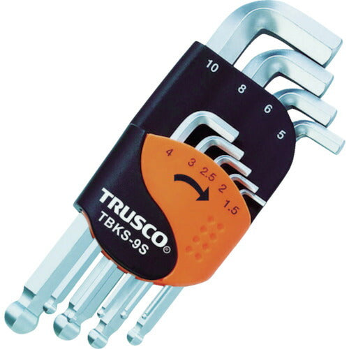 ＴＲＵＳＣＯ　ボールポイント六角棒レンチ　首下ショート　９本セット TBKS-9S