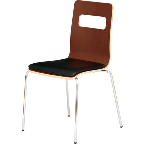 【取寄品】 ＴＲＵＳＣＯ 木目調チェア ブラウン×シルバー ブラッククッション RLESBK-BS 【送料都度見積】