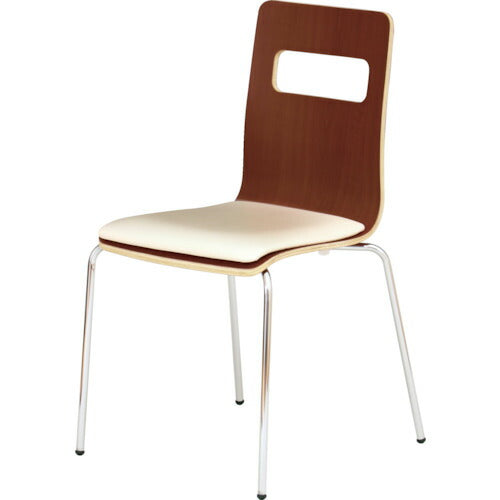 【取寄品】 ＴＲＵＳＣＯ 木目調チェア ブラウン×シルバー アイボリークッション RLESIV-BS 【送料都度見積】