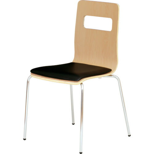 【取寄品】 ＴＲＵＳＣＯ 木目調チェア ナチュラル×シルバー ブラッククッション RLESBK-NS 【送料都度見積】