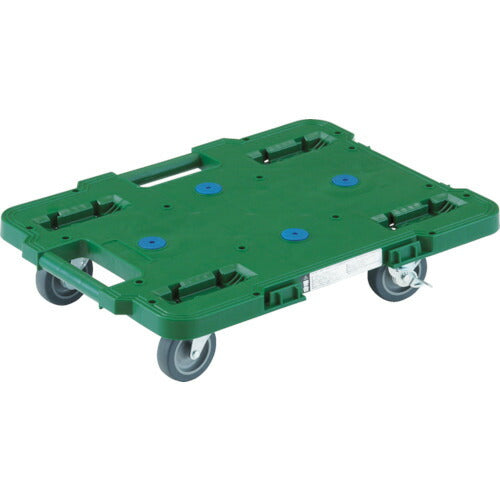 ＴＲＵＳＣＯ　樹脂製平台車　　ルートバン　３７０Ｘ５００　４輪自在　ストッパー付　緑 MPB-500JS-GN