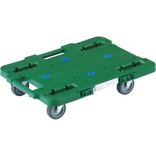 ＴＲＵＳＣＯ　樹脂製平台車　ルートバン　４００Ｘ６００　４輪自在　緑 MPB-600J-GN