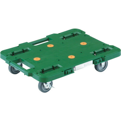 ＴＲＵＳＣＯ　樹脂製平台車　ルートバン　４００Ｘ６００　ストッパー付　緑 MPB-600S-GN