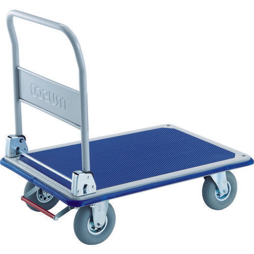 【取寄品】 ＴＲＵＳＣＯ プレス製台車 ドンキーカート ９１５Ｘ６１５ 空気入タイヤ ピン式固定車ストッパー付 301NARKB 【送料都度見積】