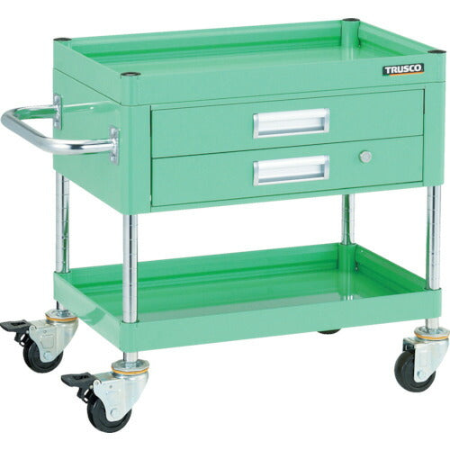 【取寄品】 ＴＲＵＳＣＯ ツールワゴン ファルコンワゴン６００Ｘ４００ ２段引出付 ゴム車輪 ヤンググリーン FAW-662X-YG 【送料都度見積】