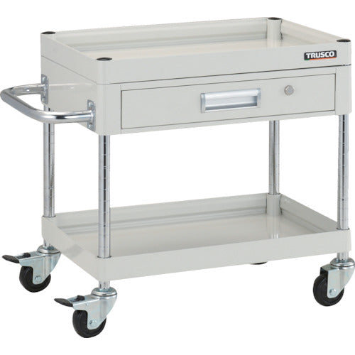 【取寄品】 ＴＲＵＳＣＯ ツールワゴン ファルコンワゴン６００Ｘ４００ １段浅引出付 ゴム車輪 ホワイト FAW-662Z-W 【送料都度見積】