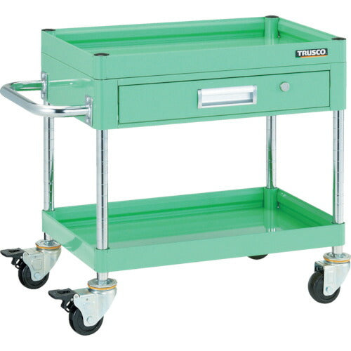【取寄品】 ＴＲＵＳＣＯ ツールワゴン ファルコンワゴン６００Ｘ４００ １段浅引出付 ゴム車輪 ヤンググリーン FAW-662Z-YG 【送料都度見積】