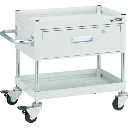 【取寄品】 ＴＲＵＳＣＯ ツールワゴン ファルコンワゴン７５０Ｘ５００ １段引出付 ゴム車輪 ホワイト FAW-672V-W 【送料都度見積】