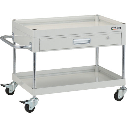 【取寄品】 ＴＲＵＳＣＯ ツールワゴン ファルコンワゴン７５０Ｘ５００ １段浅引出付 ゴム車輪 ホワイト FAW-672Z-W 【送料都度見積】