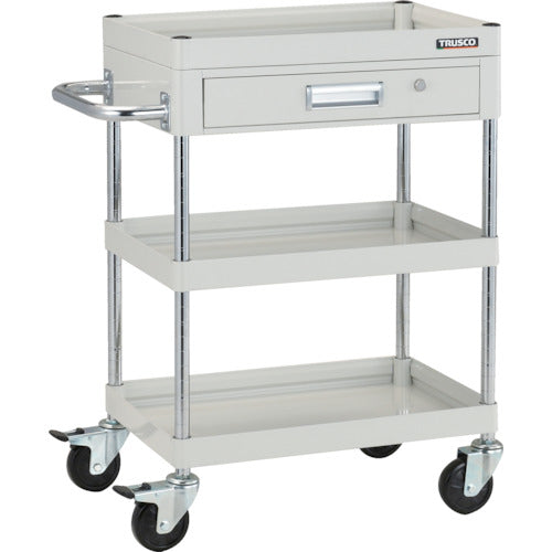 【取寄品】 ＴＲＵＳＣＯ ツールワゴン ファルコンワゴン６００Ｘ４００ １段浅引出付 ゴム車輪 ホワイト FAW-963Z-W 【送料都度見積】
