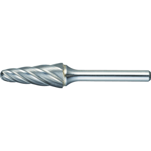 ＴＲＵＳＣＯ　超硬バー　テーパー（先丸）　Φ１６Ｘ刃長３０Ｘ軸６　アルミカット TA7C160