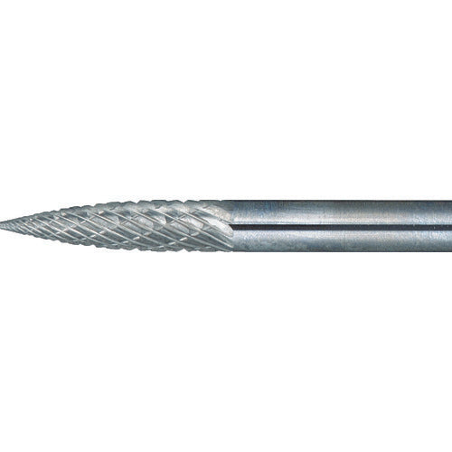 ＴＲＵＳＣＯ　超硬バー　トンガリ型　Φ３Ｘ刃長１２．７Ｘ軸３　ロング　ダブル TB4A032L75