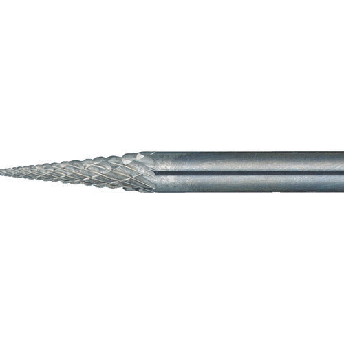 ＴＲＵＳＣＯ　超硬バー　テーパー型　Φ３Ｘ刃長１１Ｘ軸３　ロング　ダブルカット TB5A031L75