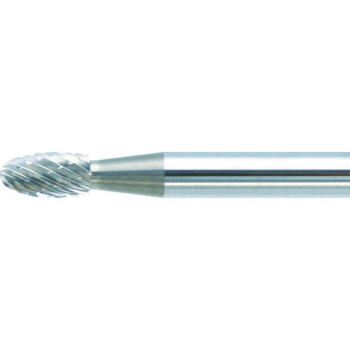 ＴＲＵＳＣＯ　超硬バー　タマゴ型　Φ３Ｘ刃長５．５Ｘ軸３　ロング　ダブルカット TB6A030L75