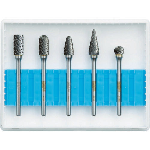 ＴＲＵＳＣＯ　超硬バーセットＢシリーズ　軸３ｍｍ　刃径６．４ｍｍ　５本セット TB-B064-5S
