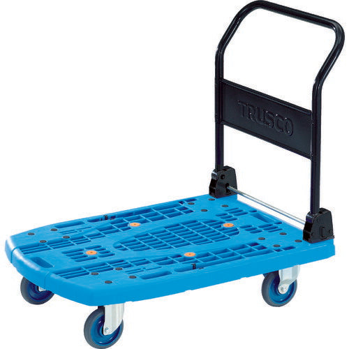 ＴＲＵＳＣＯ　樹脂台車　カルティオビッグ　折畳　９００Ｘ６２０　ストッパー付　青 MPK906-BS