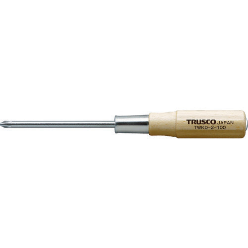 ＴＲＵＳＣＯ 木柄貫通ドライバー 刃先＋２ １００ｍｍ TWKD-2-100