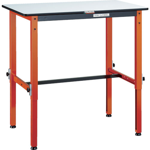 ＴＲＵＳＣＯ　軽荷重作業台高さ調節式（１５０ｋｇ）ＴＦＡＥＭ型　９００Ｘ６００ＸＨ６５０～９５０　基本タイプ　オレンジ色 TFAEM-0960