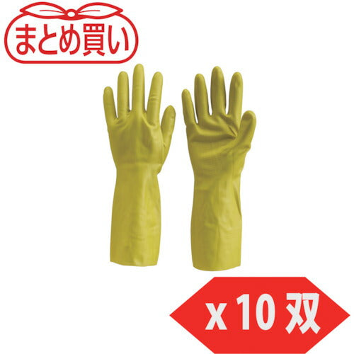 ＴＲＵＳＣＯ　まとめ買い　天然ゴム手袋　中厚手タイプ　グリ－ン　Ｌサイズ　１０双 DPM-5495-G-L-10P