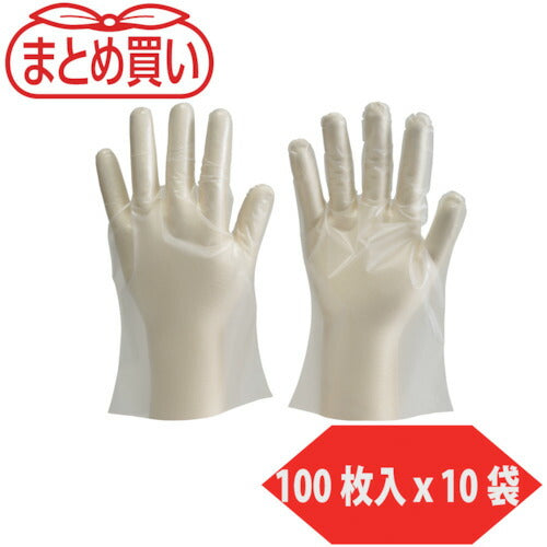ＴＲＵＳＣＯ　まとめ買い　ポリエチレン製使い捨て手袋　Ｌサイズ　（１００枚入ｘ１０袋） DPM-1833-L-10P