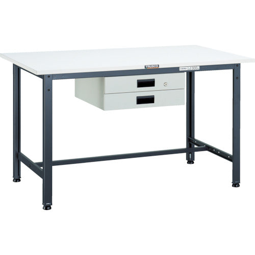 ＴＲＵＳＣＯ　軽荷重作業台（３００ｋｇ）ＡＥ型　１８００Ｘ７５０ＸＨ７４０　薄型２段引出付　ダークグレー色 AE-1800UDK2 DG