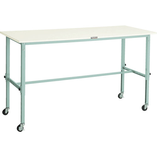 ＴＲＵＳＣＯ　軽荷重作業台高さ調節式（８０ｋｇ）ＡＥＭ型　１８００Ｘ９００ＸＨ７１９～１０１９　φ７５キャスター付　ホワイト色 AEM-1809C75 W