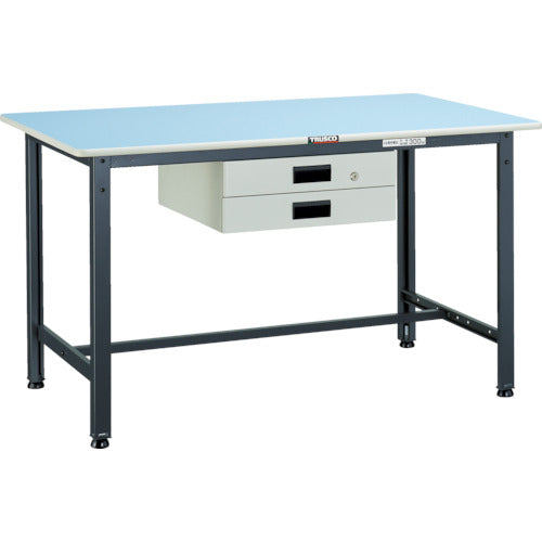 ＴＲＵＳＣＯ　軽荷重作業台（２５０ｋｇ）ＢＥ型　１２００Ｘ７５０ＸＨ７４０　薄型２段引出付　ダークグレー色 BE-1275UDK2