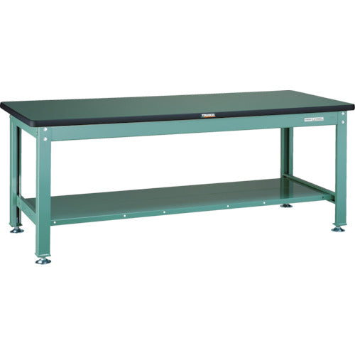 ＴＲＵＳＣＯ　中荷重作業台（２０００ｋｇ）ＤＷ型　１２００Ｘ７５０ＸＨ７４０　全面下棚付　グリーン色 RDW-1200LT