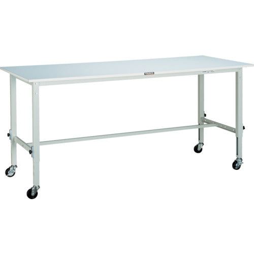 ＴＲＵＳＣＯ　軽荷重作業台高さ調節式（８０ｋｇ）ＡＥＭ型　１８００Ｘ９００ＸＨ７１９～１０１９　φ７５キャスター付　ホワイト色 SAEM-1809C75 W