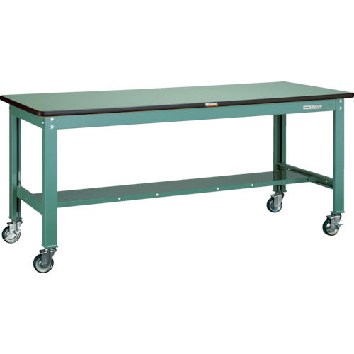 ＴＲＵＳＣＯ　中荷重作業台（３００ｋｇ）ＨＷ型　１２００Ｘ７５０ＸＨ８３１　φ１００ウレタンキャスター付　グリーン色 SHW-1200CU100