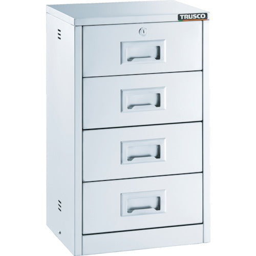 ＴＲＵＳＣＯ ＳＵＳ３０４卓上保管庫 引出４段 ３６０×２８０×Ｈ６００ SH-A