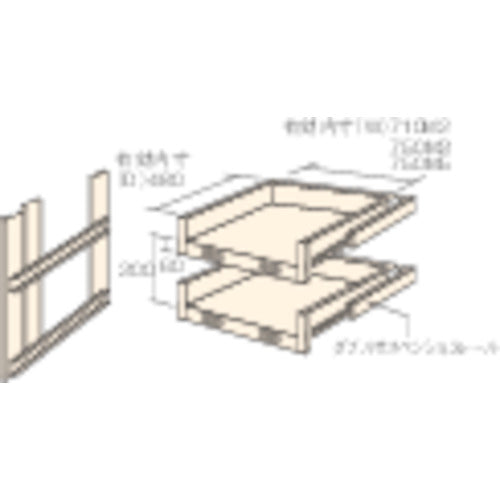 ＴＲＵＳＣＯ　Ｍ２型棚用スライド棚　２段セット HTM2-6002