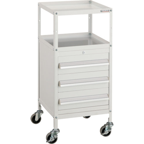 ＴＲＵＳＣＯ　ミニキャビネットワゴン４００Ｘ４４０Ｘ８８０ＬＶＲ－４２４付　ホワイト MCW-424W
