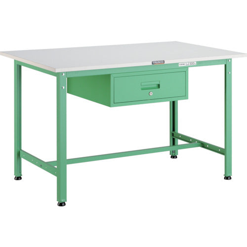 ＴＲＵＳＣＯ　軽荷重作業台（３００ｋｇ）ＡＥ型　９００Ｘ６００ＸＨ７４０　１段引出付　ヤンググリーン色 AE-0960F1 YG