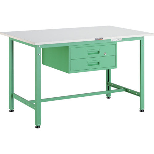 ＴＲＵＳＣＯ　軽荷重作業台（３００ｋｇ）ＡＥ型　９００Ｘ６００ＸＨ７４０　２段引出付　ヤンググリーン色 AE-0960F2 YG