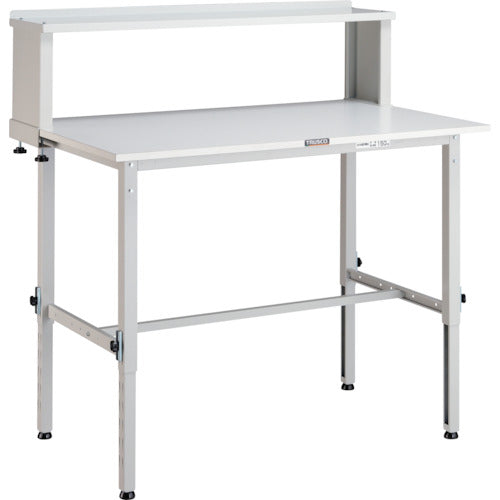 ＴＲＵＳＣＯ　軽荷重作業台高さ調節式（１５０ｋｇ）ＡＥＭ型　９００Ｘ６００ＸＨ９５４～１２５４（全高）　上棚付　ホワイト色 AEM-0960YURB W