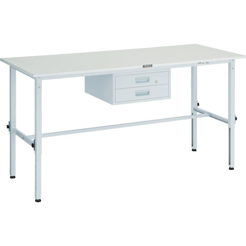 ＴＲＵＳＣＯ　軽荷重作業台高さ調節式（１５０ｋｇ）ＡＥＭ型　１８００Ｘ９００ＸＨ６５０～９５０　２段引出付　ホワイト色 AEM-1809F2 W