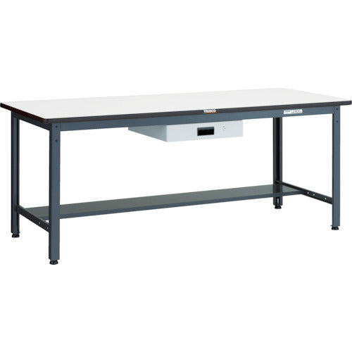ＴＲＵＳＣＯ　中荷重作業台（５００ｋｇ）ＡＥＷ型　１８００Ｘ９００ＸＨ７４０　薄型１段引出付　ダークグレー色 AEWR-1890UDK1
