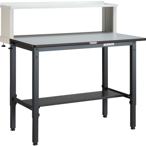 ＴＲＵＳＣＯ　軽荷重作業台高さ調節式（２５０ｋｇ）ＡＷＭ型　９００Ｘ６００ＸＨ１００４～１２１４（全高）　上棚付　ダークグレー色 AWMP-0960YURB