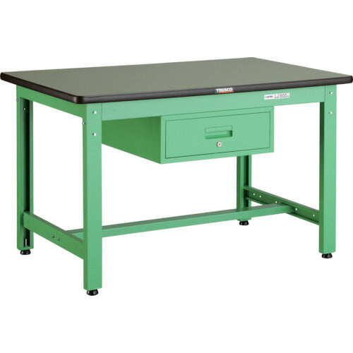ＴＲＵＳＣＯ　中荷重作業台（８００ｋｇ）ＧＷ型　９００Ｘ６００ＸＨ７４０　１段引出付　ヤンググリーン色 GWR-0960F1 YG