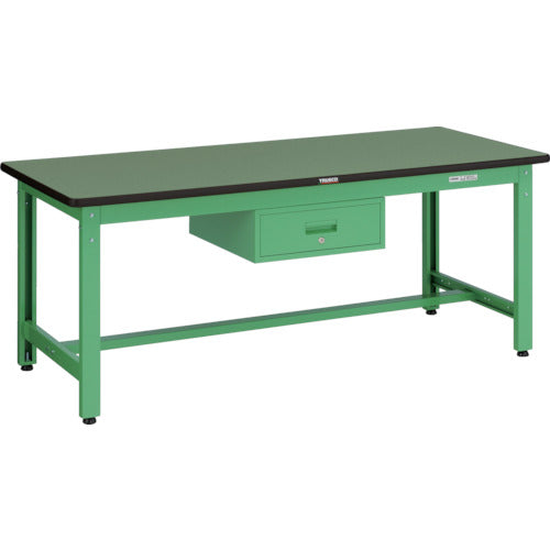 ＴＲＵＳＣＯ　中荷重作業台（８００ｋｇ）ＧＷ型　１８００Ｘ７５０ＸＨ７４０　１段引出付　ヤンググリーン色 GWR-1875F1 YG
