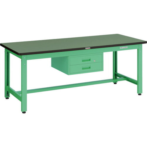 ＴＲＵＳＣＯ　中荷重作業台（８００ｋｇ）ＧＷ型　１８００Ｘ７５０ＸＨ７４０　２段引出付　ヤンググリーン色 GWR-1875F2 YG