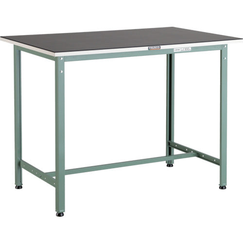 ＴＲＵＳＣＯ　軽荷重立作業台（３００ｋｇ）ＨＡＥ型　９００Ｘ４５０ＸＨ９０５　ゴムマット張り　グリーン色 HAE-0945G5