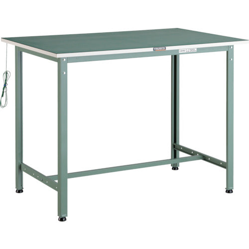 ＴＲＵＳＣＯ　軽荷重立作業台（３００ｋｇ）ＨＡＥ型　９００Ｘ６００ＸＨ９０２　帯電防止マット張り　グリーン色 HAE-0960D