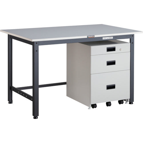 ＴＲＵＳＣＯ　軽荷重作業台（４００ｋｇ）ＬＥＷ型　１２００Ｘ７５０ＸＨ７４０　３段キャビネット付　ダークグレー色 LEWR-1200UDK111