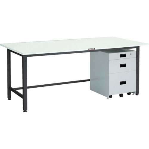 ＴＲＵＳＣＯ　軽荷重作業台（４００ｋｇ）ＬＥＷ型　１８００Ｘ７５０ＸＨ７４０　３段キャビネット付　ダークグレー色 LEWR-1800UDK111