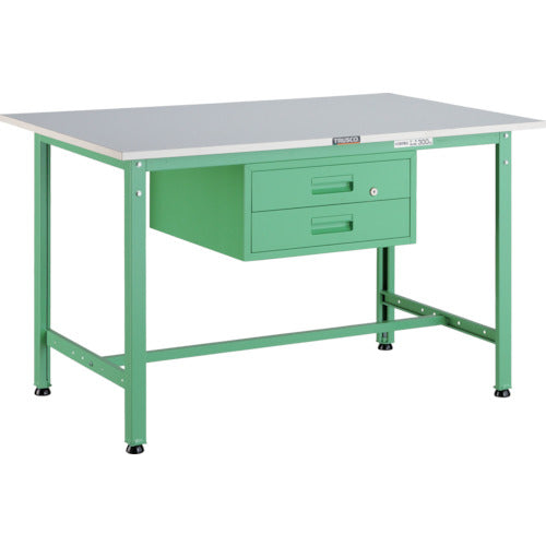 ＴＲＵＳＣＯ　軽荷重作業台（３００ｋｇ）ＡＥ型　９００Ｘ６００ＸＨ７４０　２段引出付　ヤンググリーン色 RAE-0960F2 YG