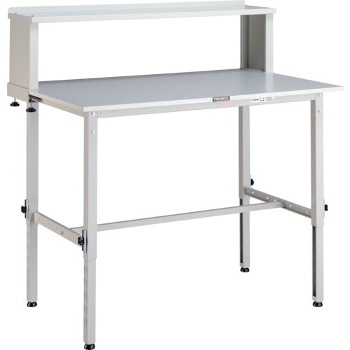 ＴＲＵＳＣＯ　軽荷重作業台高さ調節式（１５０ｋｇ）ＡＥＭ型　９００Ｘ６００ＸＨ９５４～１２５４（全高）　上棚付　ホワイト色 RAEM-0960YURB W