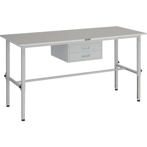 ＴＲＵＳＣＯ　軽荷重作業台高さ調節式（１５０ｋｇ）ＡＥＭ型　１８００Ｘ７５０ＸＨ９５４～１２５４（全高）　上棚付　ホワイト色 RAEM-1800YURB W